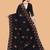 black floral embroidered net saree