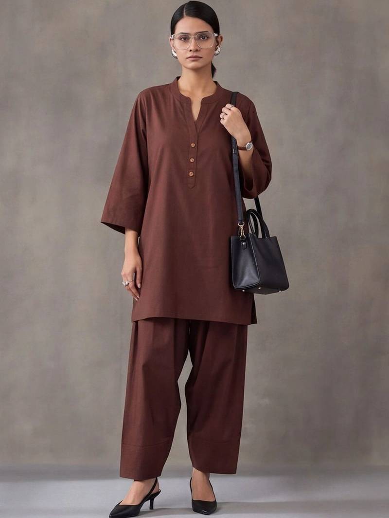 women regular cotton kurta with farshi salwar