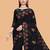 black floral embroidered net saree