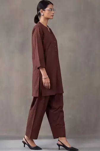 women regular cotton kurta with farshi salwar