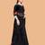 black floral embroidered net saree