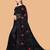 black floral embroidered net saree