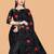 black floral embroidered net saree