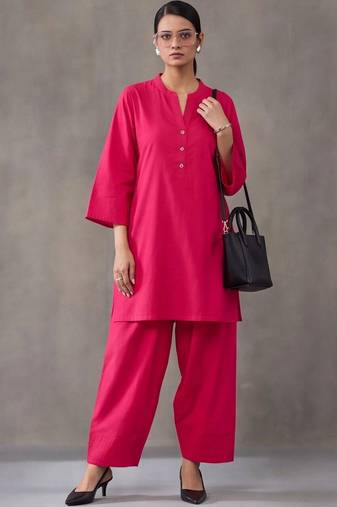 women regular cotton kurta with farshi salwar