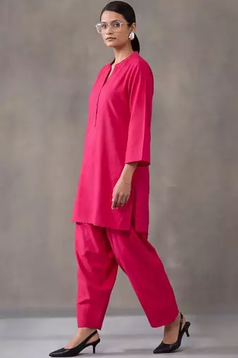 women regular cotton kurta with farshi salwar