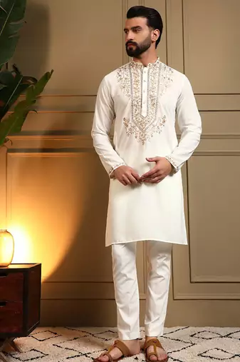 Black royal silk embroidery sequence work premium designer only kurta