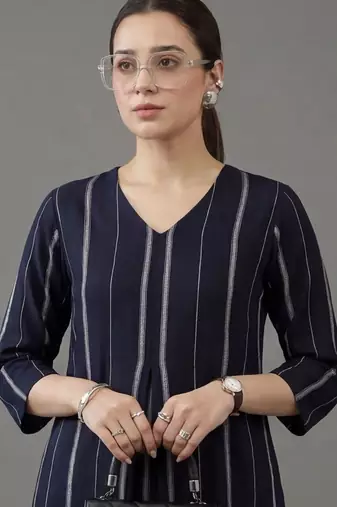 women striped regular kurta with palazzos
