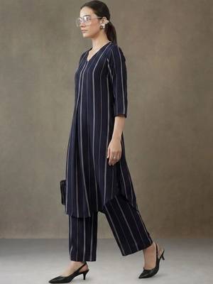 women striped regular kurta with palazzos 3