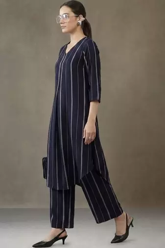 women striped regular kurta with palazzos