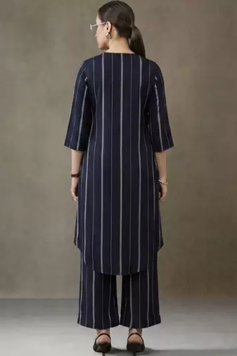 women striped regular kurta with palazzos