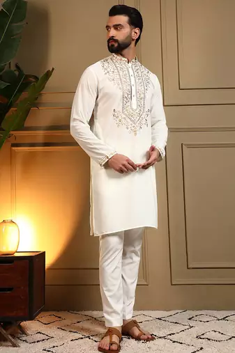 Black royal silk embroidery sequence work premium designer only kurta