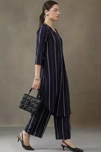 women striped regular kurta with palazzos