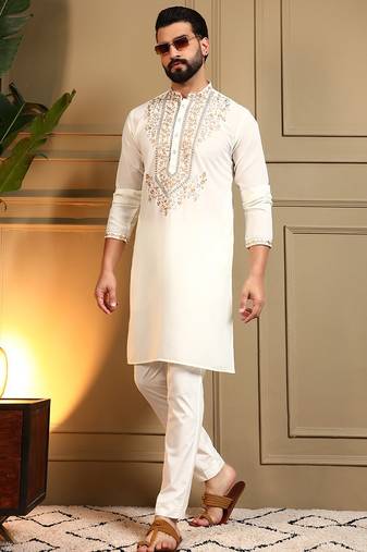 Black royal silk embroidery sequence work premium designer kurta pajama
