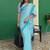 blue striped pure cotton leheriya saree