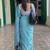 blue striped pure cotton leheriya saree