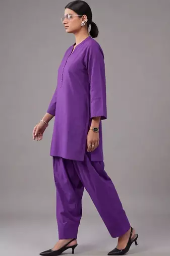 women regular cotton kurta with farshi salwar