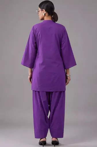 women regular cotton kurta with farshi salwar