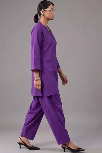 women regular cotton kurta with farshi salwar