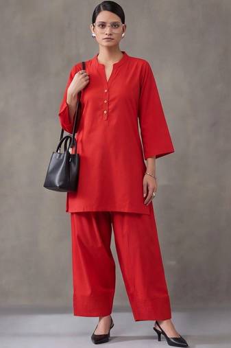women regular cotton kurta with farshi salwar