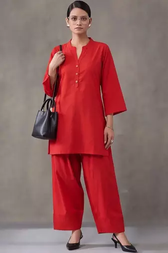 women regular cotton kurta with farshi salwar