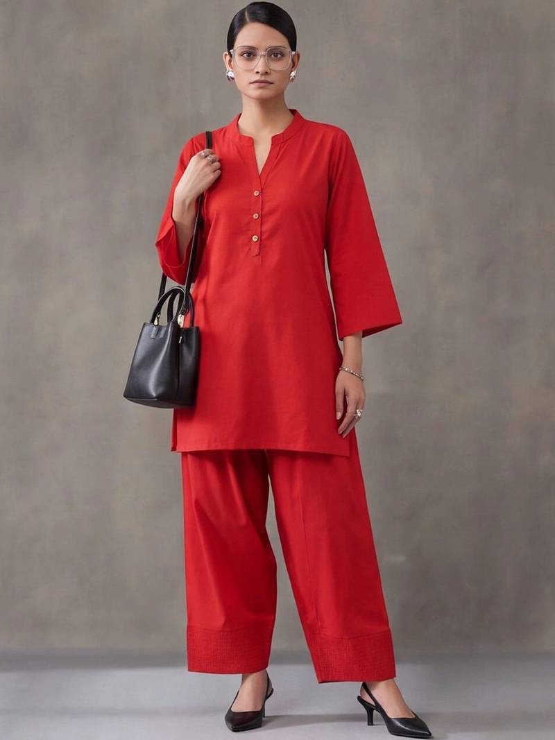women regular cotton kurta with farshi salwar