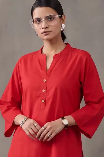 women regular cotton kurta with farshi salwar