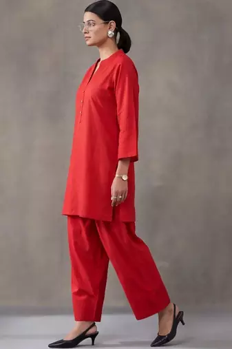 women regular cotton kurta with farshi salwar