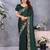 green ethnic motifs embroidered satin saree