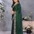 green ethnic motifs embroidered satin saree