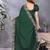 green ethnic motifs embroidered satin saree