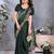 green ethnic motifs embroidered satin saree