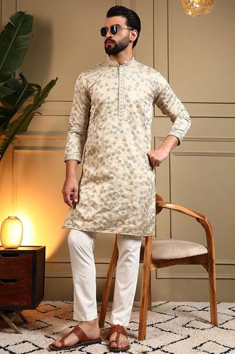 Navy blue royal silk embroidery sequence work premium designer only kurta