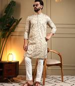 Navy blue royal silk embroidery sequence work premium designer only kurta