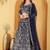 Deep Blue Double Net Hand Embroidered Lehenga Set