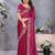 pink floral embroidered satin saree