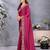 pink floral embroidered satin saree