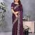 purple embroidered satin saree