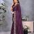 purple embroidered satin saree