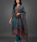 formal women printed kurta with trousers with dupatta