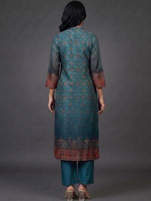 formal women printed kurta with trousers with dupatta 2