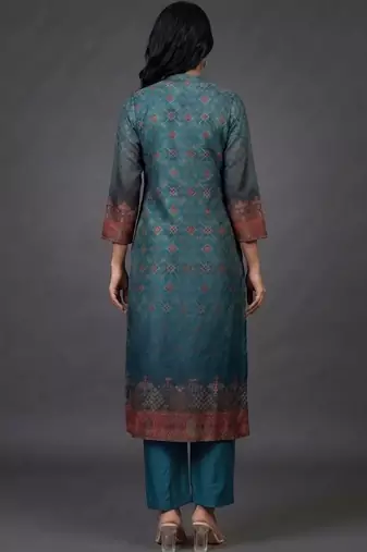 formal women printed kurta with trousers with dupatta