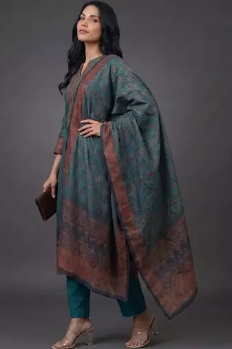 formal women printed kurta with trousers with dupatta