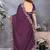 purple embroidered satin saree
