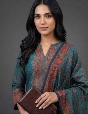 formal women printed kurta with trousers with dupatta 5