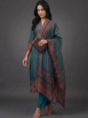 formal women printed kurta with trousers with dupatta 6