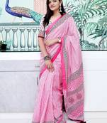 Pink striped leheriya saree