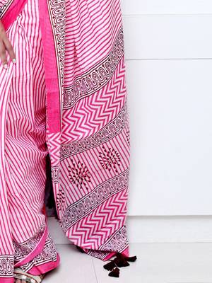 Pink striped leheriya saree 5