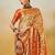 Orange women ethnic motifs printed zari kanjeevaram saree