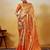 Orange women ethnic motifs printed zari kanjeevaram saree