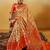 Orange women ethnic motifs printed zari kanjeevaram saree